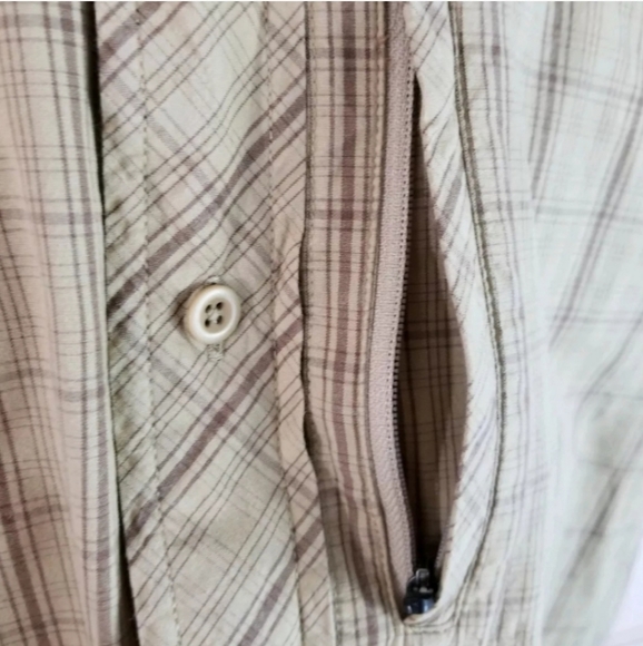 Timberland L Khaki Brown Plaid Short Sleeve Shirt - Picture 4 of 8